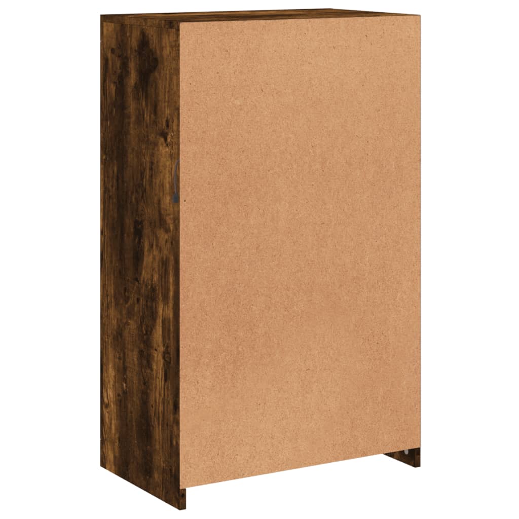 Sideboard with LED Lights Smoked Oak Wood Material