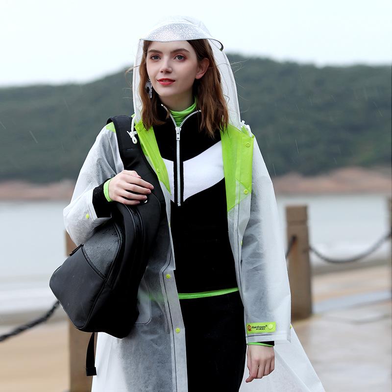 Qinfei Unisex Long Travel Rain Poncho with High-Frequency Heat-Pressed Seams
