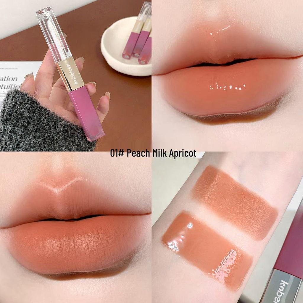 Kobeleen Double-Ended Long-Lasting Nude Lip Glaze: Natural, Glossy, Plump Finish