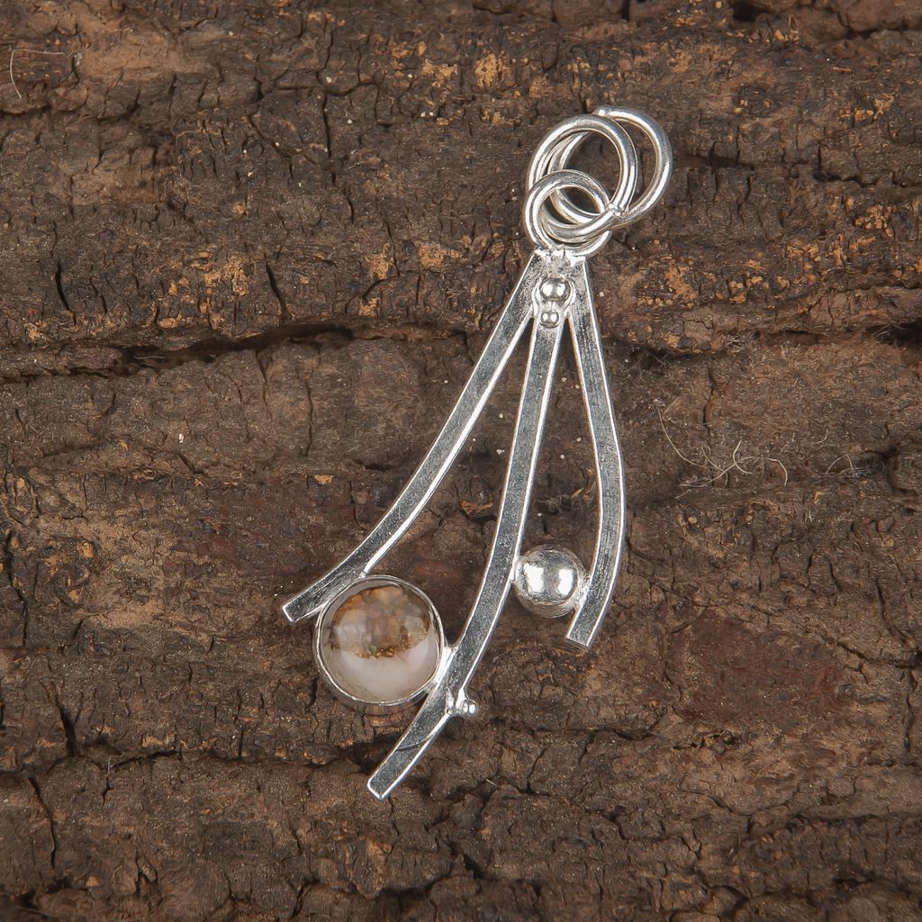 Pink Opal Copper Turquoise Gemstone Pendant, 925 Solid Sterling Silver Pendant, Handmade Beautiful Silver Jewelry, For Wedding Gift