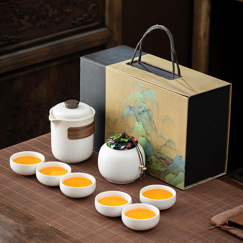 The New Coarse Pottery Lingxue Tea Set Is a Simple Tea Cup Company Event Annual Meeting Gift
