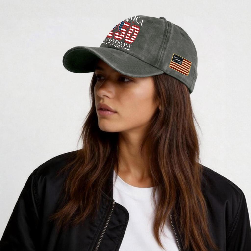 America 250 Anniversary 1776 2026 Baseball Adjustable Fit Embroidered Cotton Casual Hat Patriotic Design Headwear