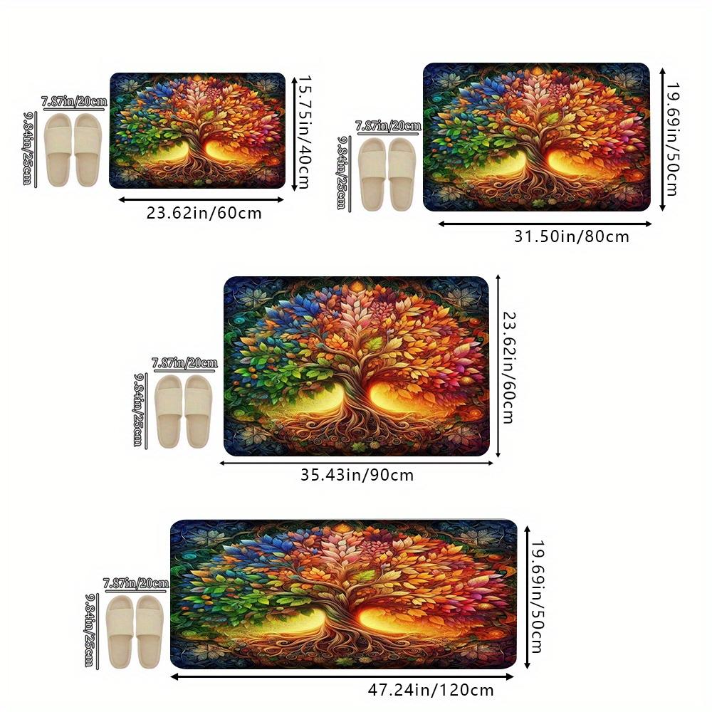 1Pcs Anti Fatigue Kitchen Rugs,Artistic Life TreePrint Waterproof Non-Slip Thick Cushioned Kitchen Mat Heavy Duty Comfort Standing Mat for Kitchen