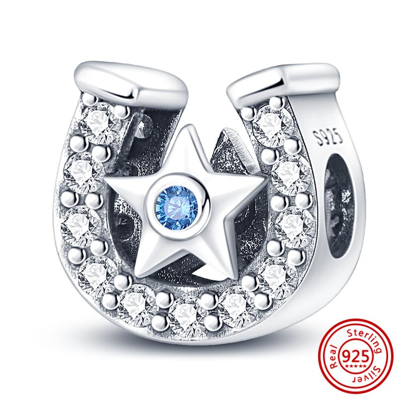 Hot Sale S925 Sterling Silver Blue Zircon Chameleon Starfish Shell Bee Beads Fit Original  Bracelet DIY Charm Jewelry