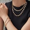 European & American Fashion 18K Gold-Plated Jewelry Set: Ultra-Sparkling Diamond Design with Necklace, Bracelet, and Earrings.