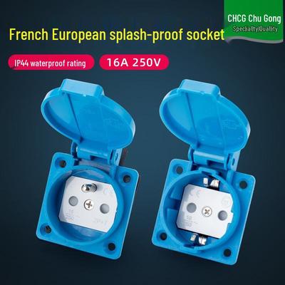 Waterproof European/German/French Standard Dual-Pin Protective Socket for Mechanical Equipment and Generator Accessories