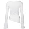 Kryddig tjej basic stickad slim fit rund hals bokstavstryckt slits långärmad T-shirt för kvinnor