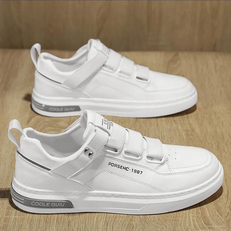 

Модная мужская обувь Весна и Осень 2024 Новая модная кожаная водонепроницаемая обувь для скейтборда, легкая и дышащая повседневная спортивная обувь 39 белый