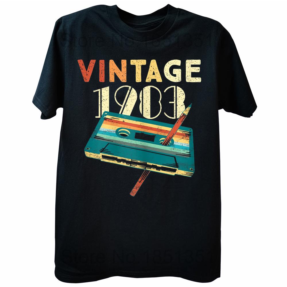 Vintage 1983 Hudební kazeta Dárky k 41. narozeninám Trička pro 41leté Léto Milovník hudby Grafické Bavlna Streetwear Tatínkovské tričko
