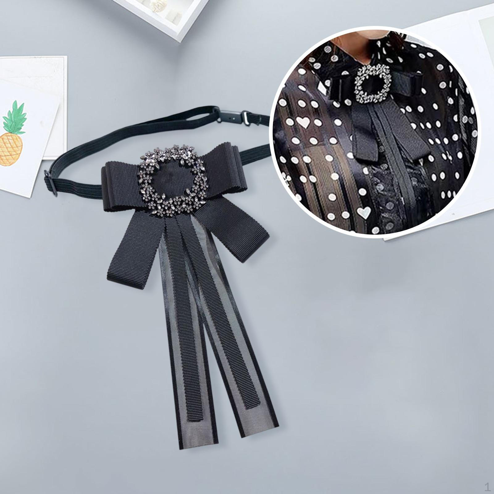 

Retro Style Bow Tie Gift Solid Color Bowknot Lapel Pin Girls Clothes Decoration Fashion Black Strap