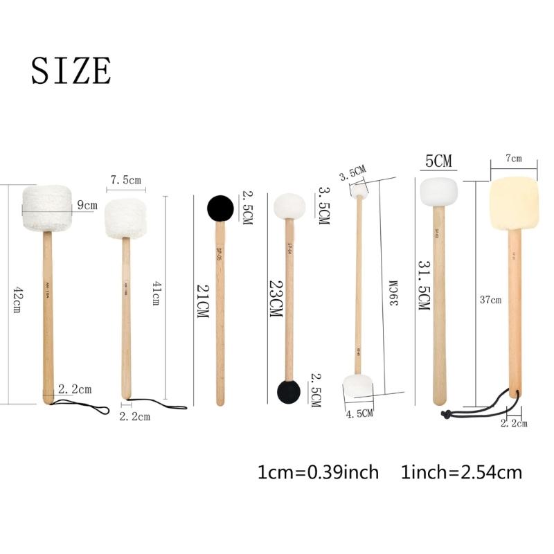 7 Pcs Wood Handle Drumsticks Singing Bowl Mallet Stick with Soft Felt Head Percussion Stick for Relaxation Yoga Healing
