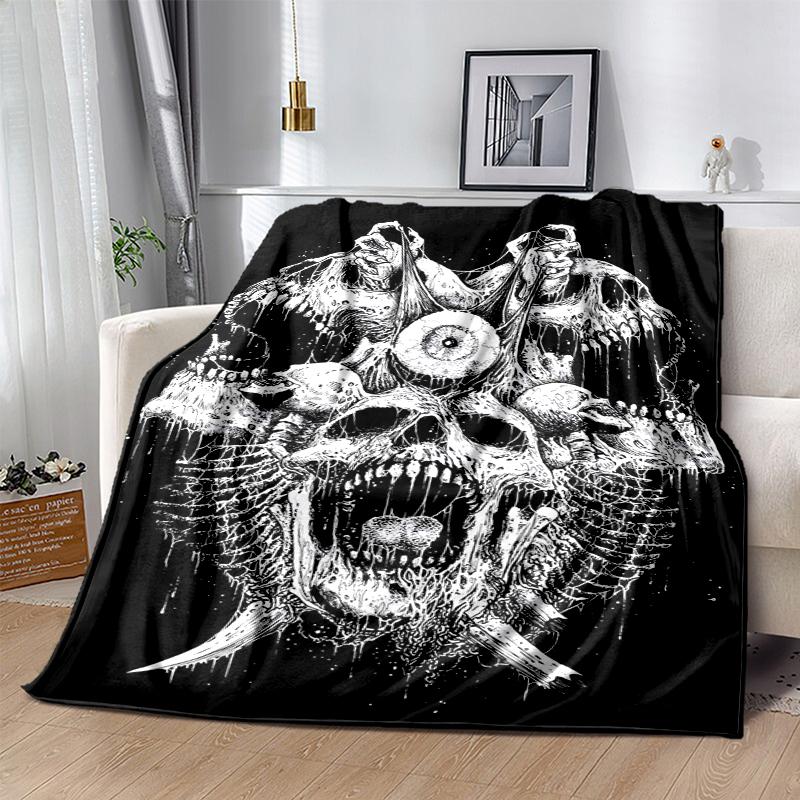 Gothic Skull Flannel Blanket Soft Warm All-Season Throw, Design for Camping, Car Travel, Hiking Sofa, Bed, Office Perfect Gift for Parties