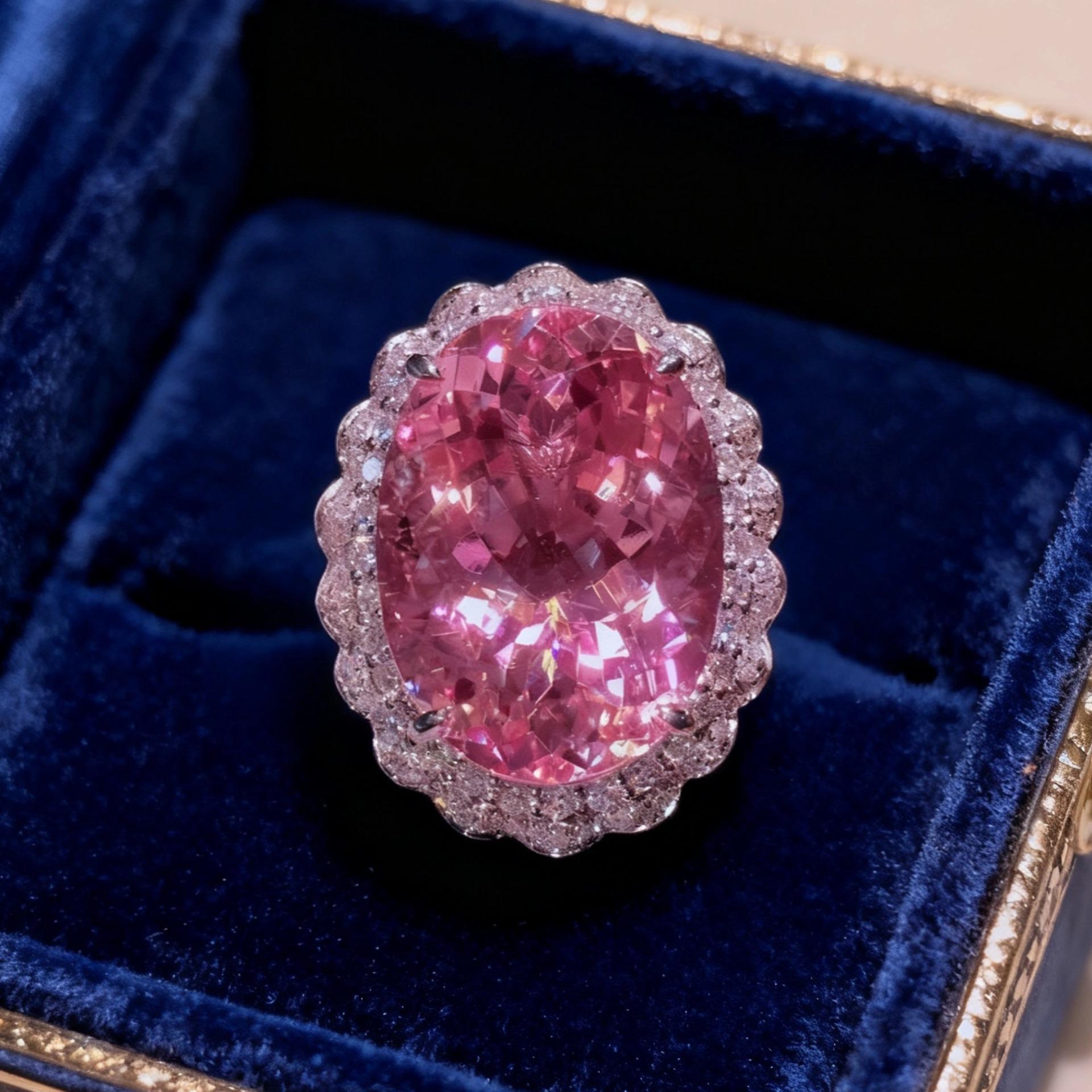 

Розовый циркон Яйцо голубя Роскошное открытое кольцо - Женские высококлассные бриллиантовые украшения. Adjustable Open Ring [Stacking Design]