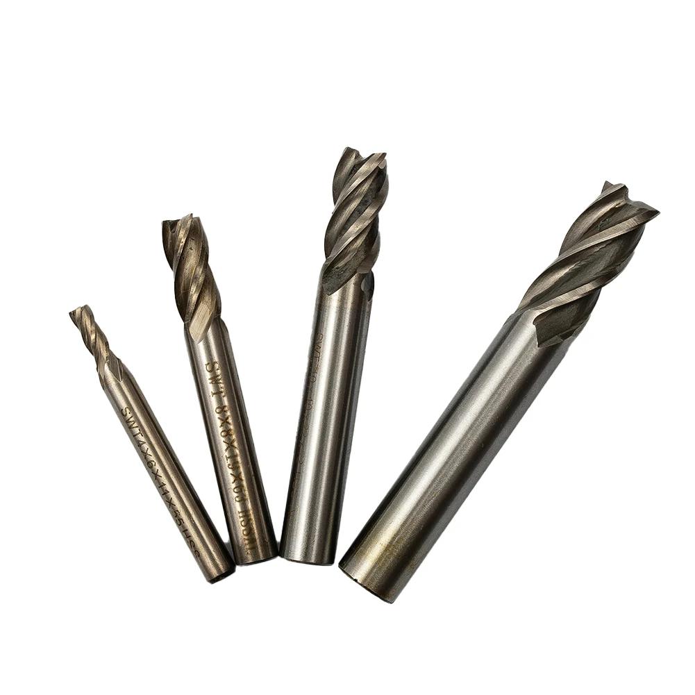 4/6/8/10/12mm Milling Cutter Router Bit HSS CNC 4 Flute Straight Shank Carbide End Mill Cutter Drill Bit Tools Accessories
