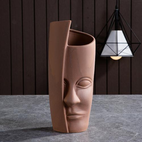 Nordische Keramik-Gesichtsvase Modernes Wohnzimmer Lippenblume Leichter Luxus Ausdruck Halbes Gesicht Dekoration Heimdekorationszubehör