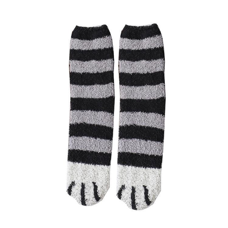 Cozy Cat Paw Coral Fleece Socks - Thick Warm Floor Sleep Socks