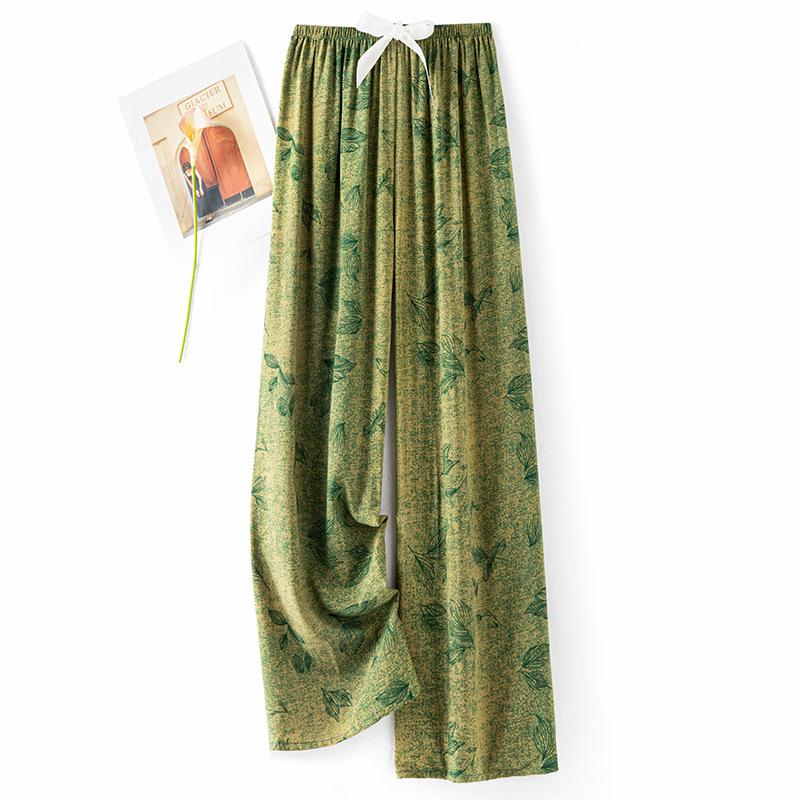 

Women s Cotton-Silk Wide-Leg Pajama Pants: Lightweight, Breathable, Nine-point Length, Suitable for Spring, Summer, Fall, or Lounging At Home. One Size