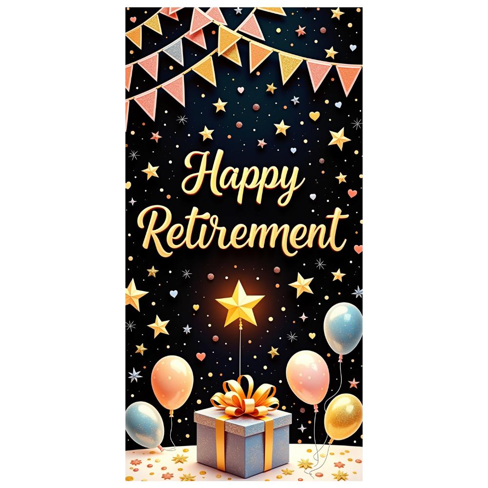 Celebration Banner Balloons Decoration Banner for Retirement Gift Box Design Retirement Banner for Adult Celebration