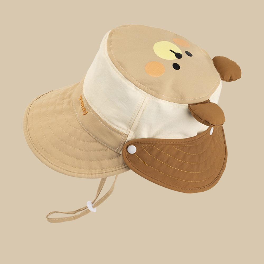 Letter Embroidery Cartoon Animal Bucket Hat Detachable Children's Fisherman Hat  Kid