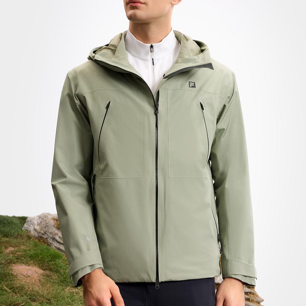 FILA Hooded Outdoor Two-Piece Jacket Men jackets Moss-Green A11M517704FKK
