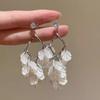 New super fairy design sense light luxury vacation style earrings female shell flower high sense long fringed earrings earrings