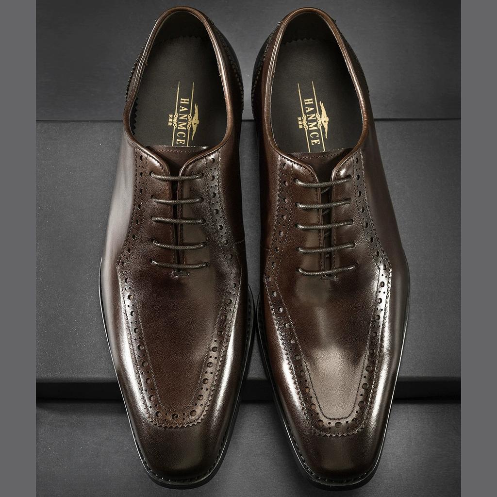 Fashion Classic Brogue Shoe Men's Business Suits Shoes New Style Genuine Leather Handmade Formal Office Wedding Party Mans Dress Shoes