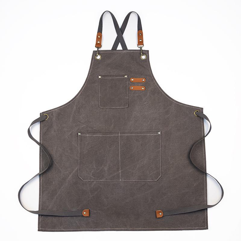 Waterproof Thickened Cotton Denim Apron - Oil and Stain Resistant, Solid Color Design for Household Kitchen Use