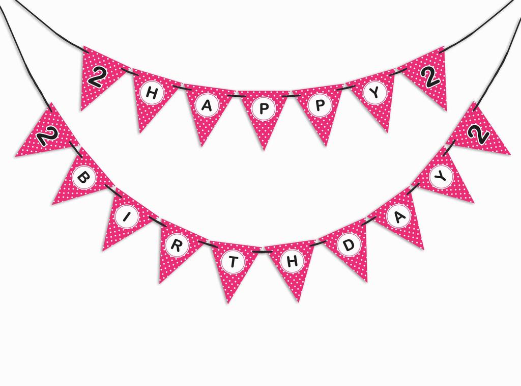 Inkdotpot Birthday Party Decorations Happy Birthday Party Garland Baby Girls Polka Dot Pennant Banner