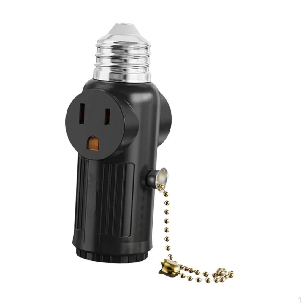 3 Prong Bulb Plug Adapter E26 Light Converter Pull Chain Switch Polarized Outlet