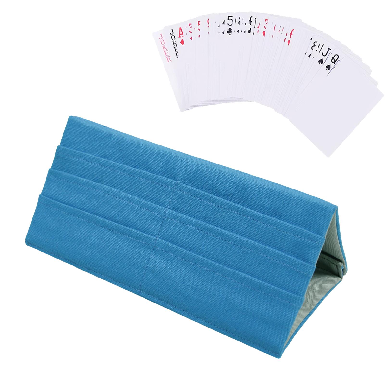 

Складной держатель для игральных карт из полиэстера для игровых карт Canasta Poker Bridge Cards Небесно-голубой