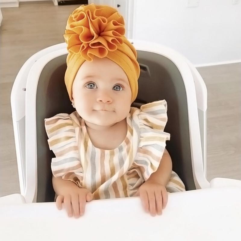 Cute Flower Baby Turban Hat Soft Baby Girl Headwrap Beanie Hat For Newborn Infant Toddler Headwear Headband