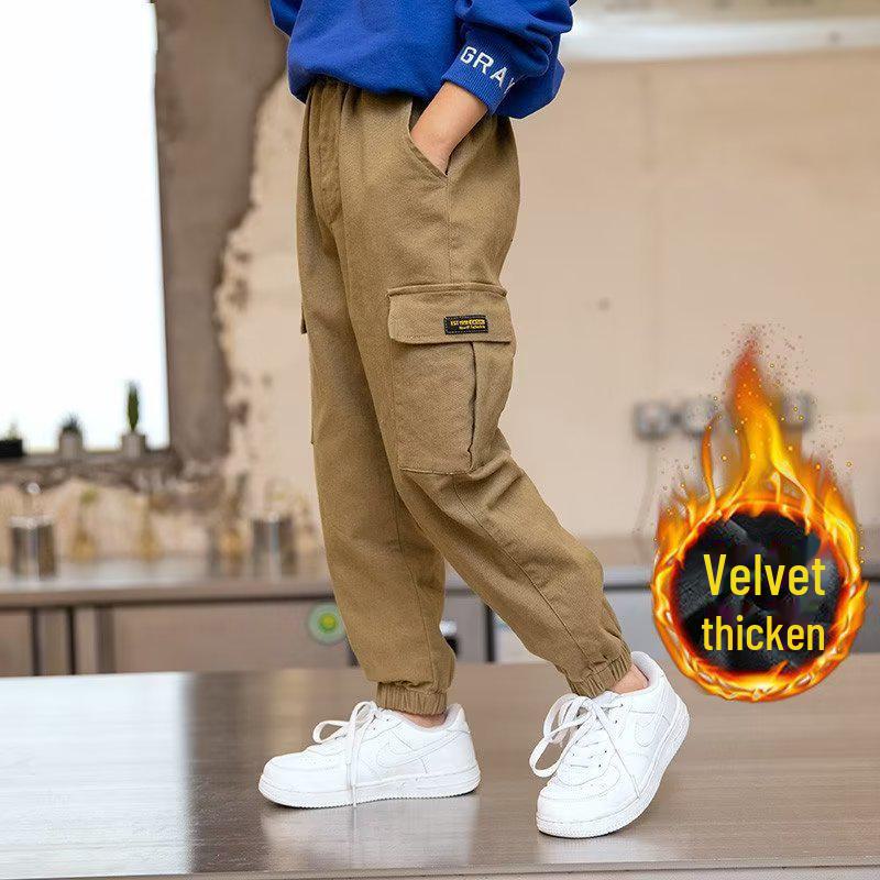 

Осенне-зимний детский модный комбинезон на бархатной подкладке - повседневные, красивые брюки с манжетами для мальчиков 110cm
