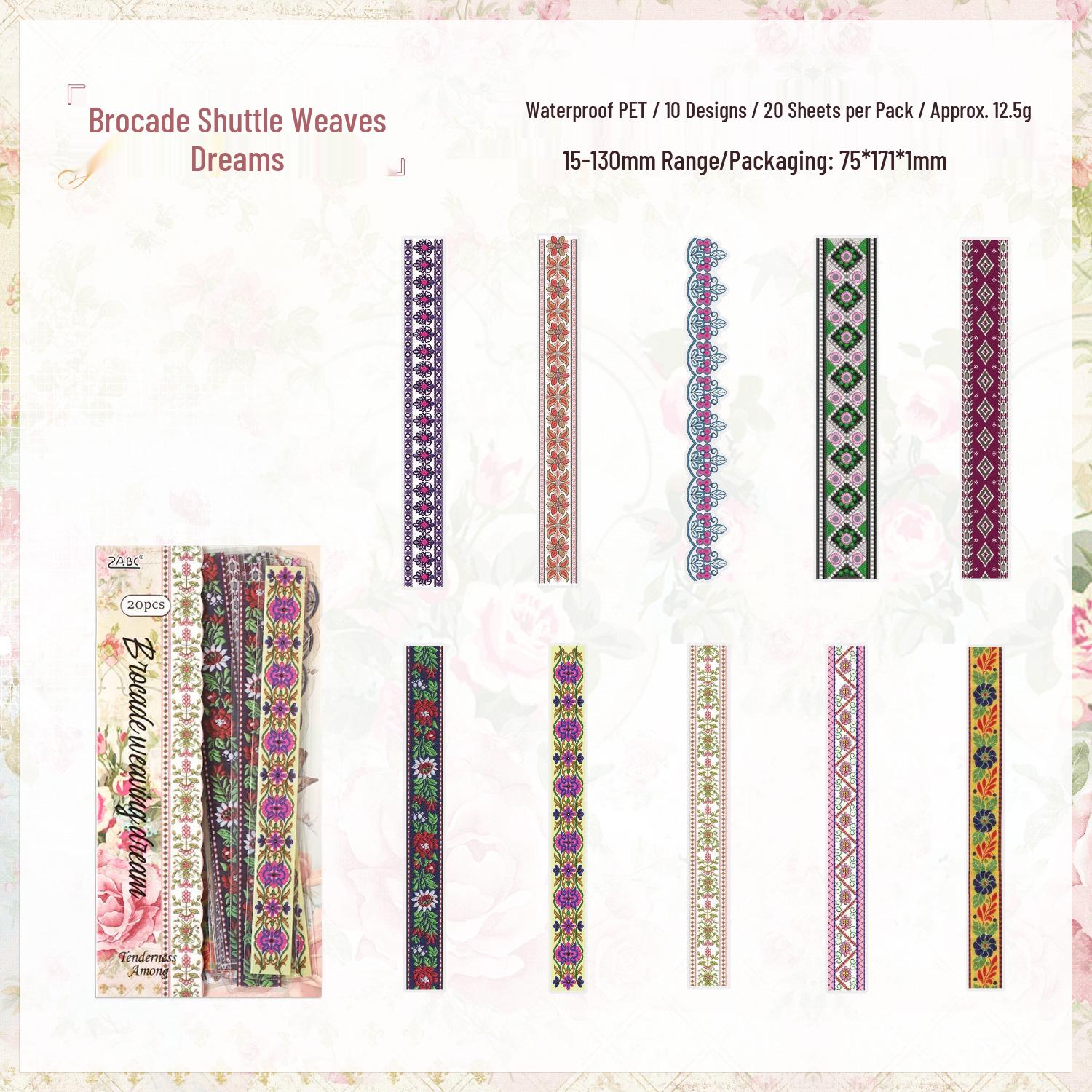 ZABC Kuaizi  Tenderness Series  Journal Sticker Pack - 6 Styles, DIY Lace Base for Collage