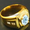 Aquamarine Oval Cut With 925 Sterling Silver Gold Plated Ring For Men's #A736 JL375659042889