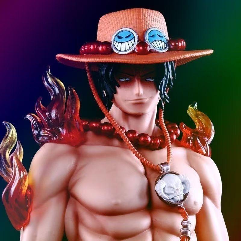 One Piece Fantasy Fireball Ace anime figures Can be Favorite Two heads PVC Platform glowing Dominant 16.14Inch/41cm toys Gifts