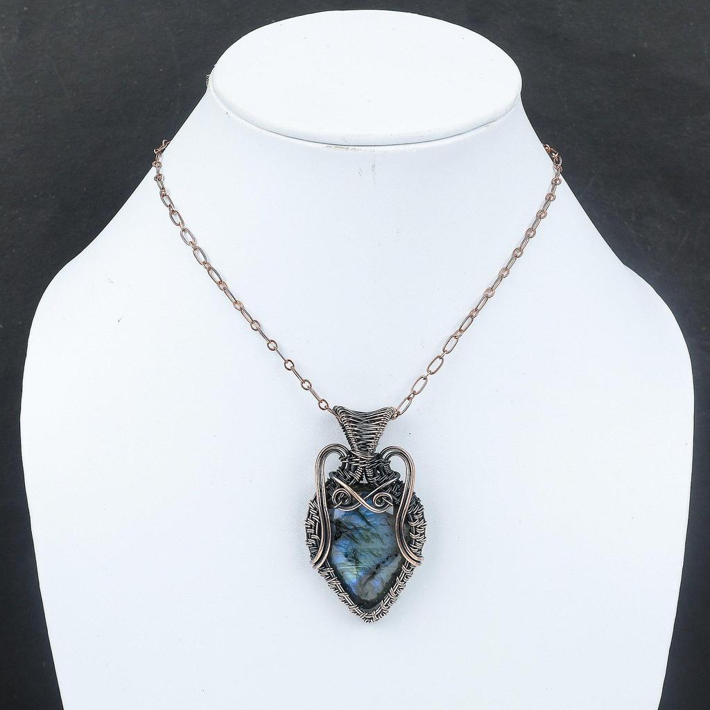 Labradorit Anhänger Kupferdraht gewickelt Anhänger Edelstein Anhänger Kupfer Schmuck Handarbeit brandneuer Anhänger Labradorit Schmuck Geschenk für Sie