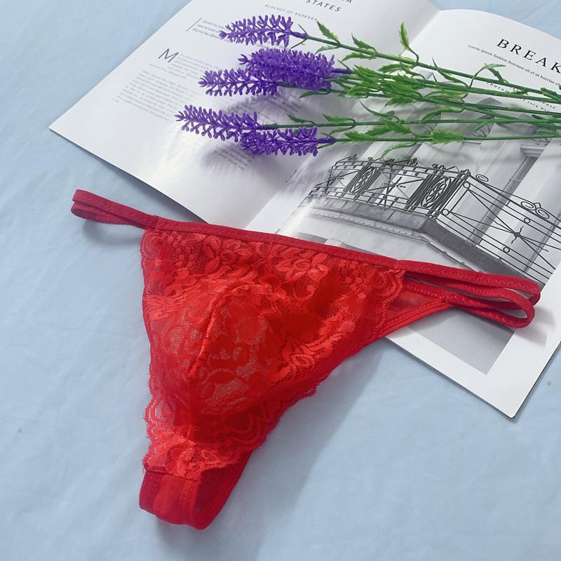 Herren-Tanga Sexy Spitze Spurlos Transparente Unterwäsche U-Konvex Panties Ultra-Dünn Durchsichtige Dessous Sissy Unterhosen Erotisch