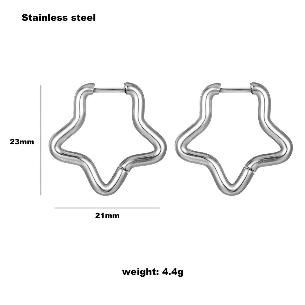 Trendy Geometric Stainless Steel Earrings: Pentagram, Heart, Square & Polygon Shapes