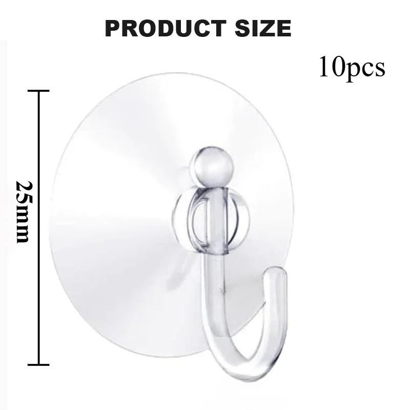5/10/20pcsProfessional Transparent Suction Cup Plastic Hook for Bathroom and Kitchen Tiles