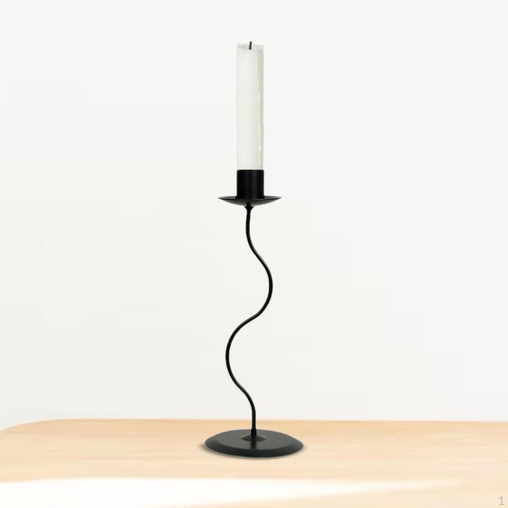 Black Conical Candle Holder Made of Iron, Table Decoration, Versatile, Traditional for Living Room,