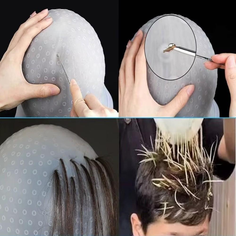 Reusable Hair Bleach Cap Adjustable Hair Dyeing Kit DIY Hair Coloring Cap Salon Use