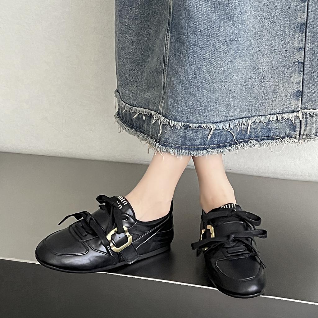 American Retro German Training Shoes Flat-soled Soft-soled Sports Casual Shoes Fashion Casual British Style Small Leather Shoes Single Shoes Women