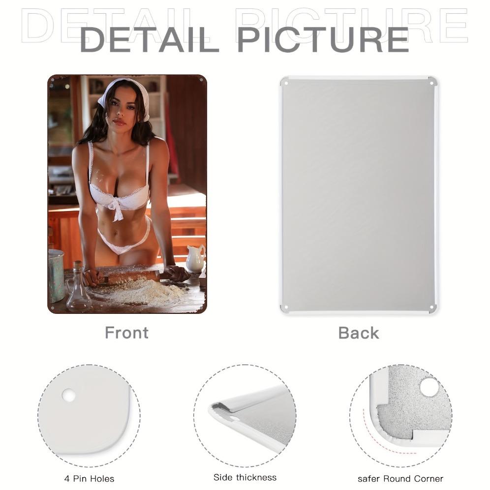 Vintage Bikini Metal Wall Art with Roller - Durable Weatherproof Home Cafe Bar Decor  Easy Hanging Kitchen Wall Decorat