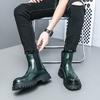 Chelsea Boots Men's High-top Leather Shoes British Style Bright Leather Cigarette Barrel Leather Boots Autumn and Winter Thick-soled Heightening