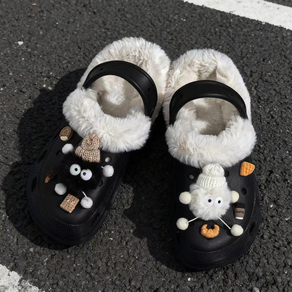 2025 Winter Plus Velvet Cotton Slippers, Outdoor Closed-Toe, 5cm Height Boost
