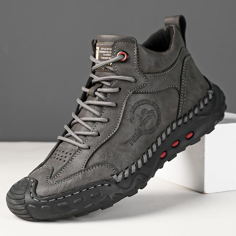 Pánské kožené boty Ručně šité boty Pohodlné kotníkové boty pro muže Ležérní boty Velká velikost Pracovní boty