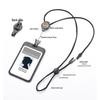Double-Sided Transparent Retractable Badge Holder with Lanyard and Safety Buckle.