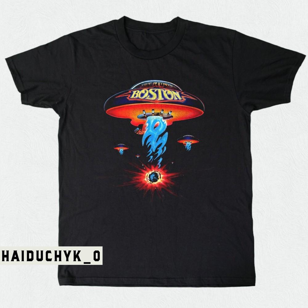 Boston Shirt Hard Rock Band Unisex Black T-shirt Size S-5XL Unisex T-Shirt XL
