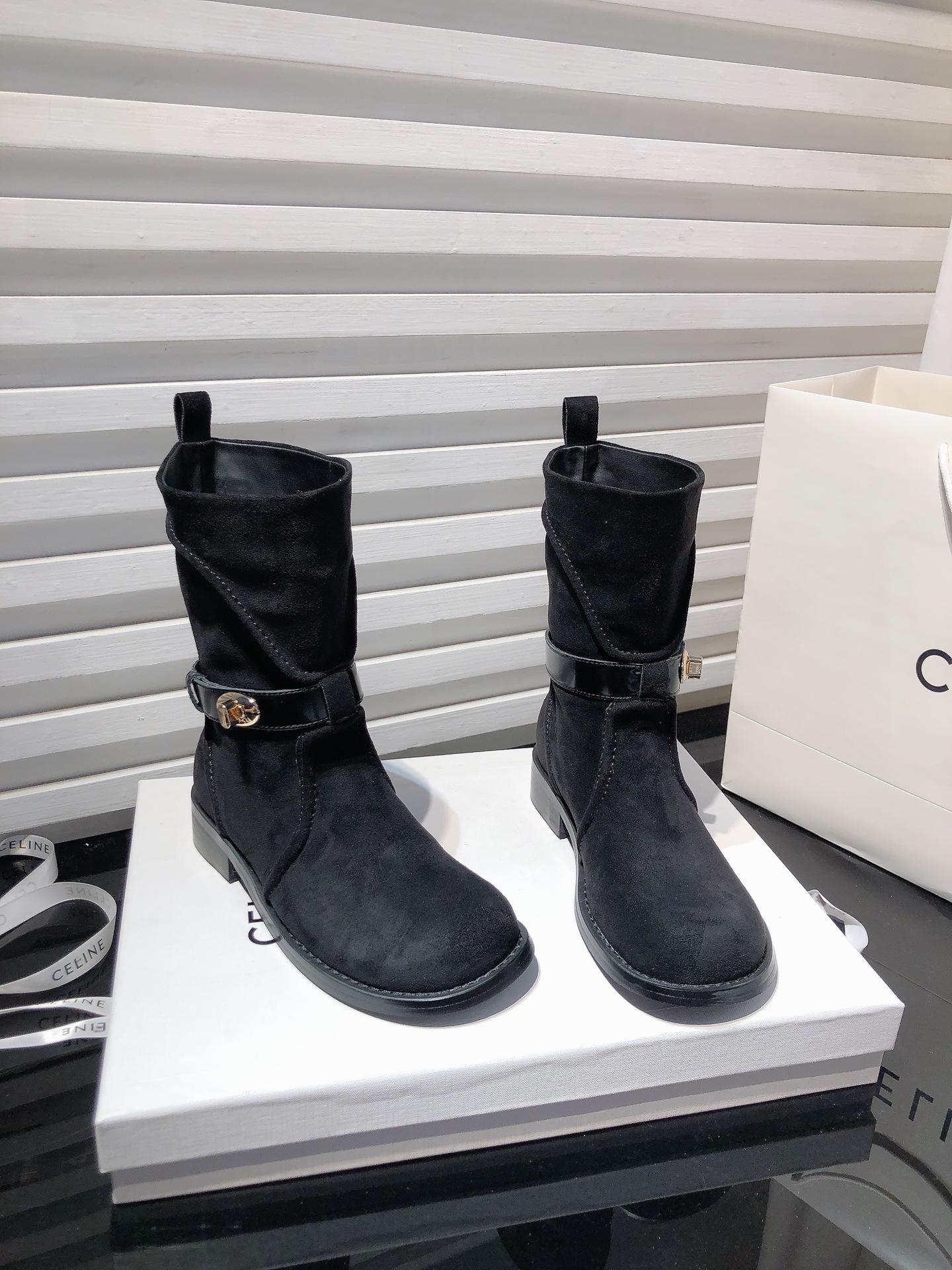 

[Фанфна] Французская пряжка ремня Мартин ботинки женские замшевые модные ботинки высокое чувство роста и стройности модные короткие ботинки 40 чёрный