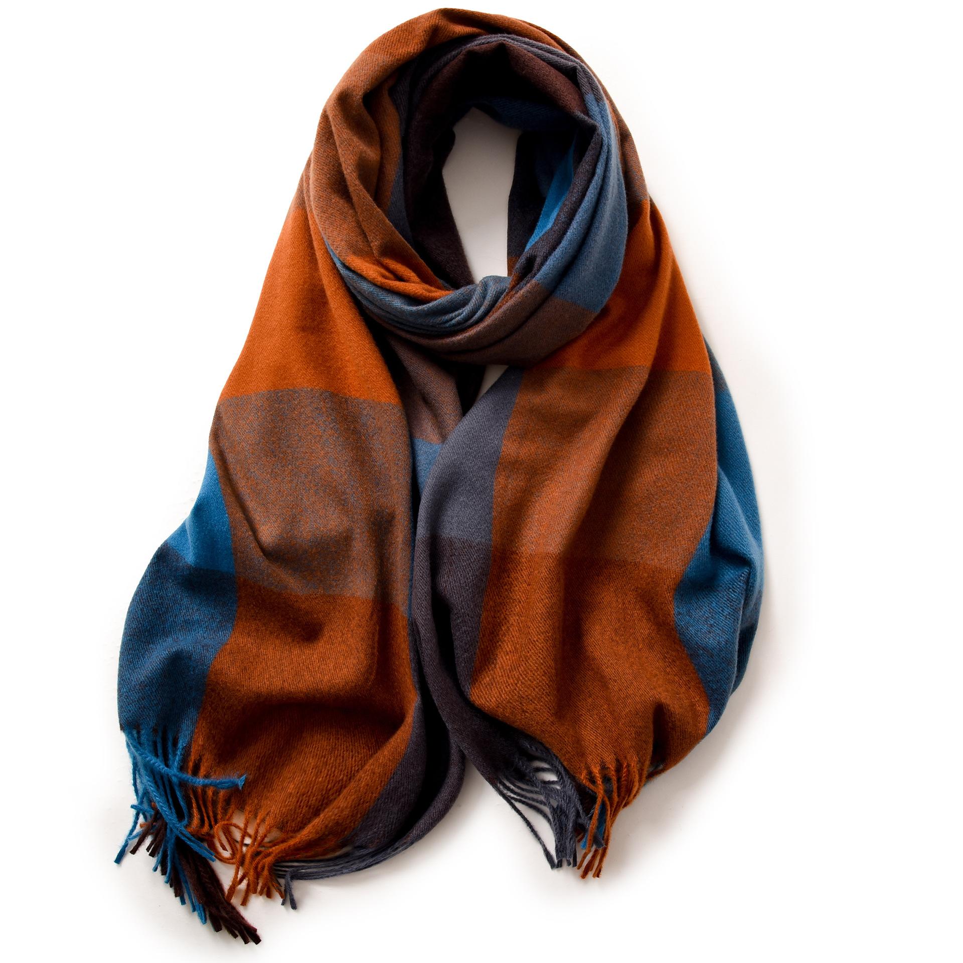 

Осенне-зимний шарф, новый женский шарф из искусственного кашемира, теплая полосатая клетчатая шаль